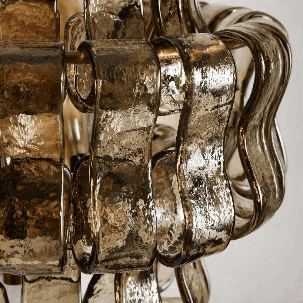 Wall Lamp Art Deco with Layered Textured Glass Shade