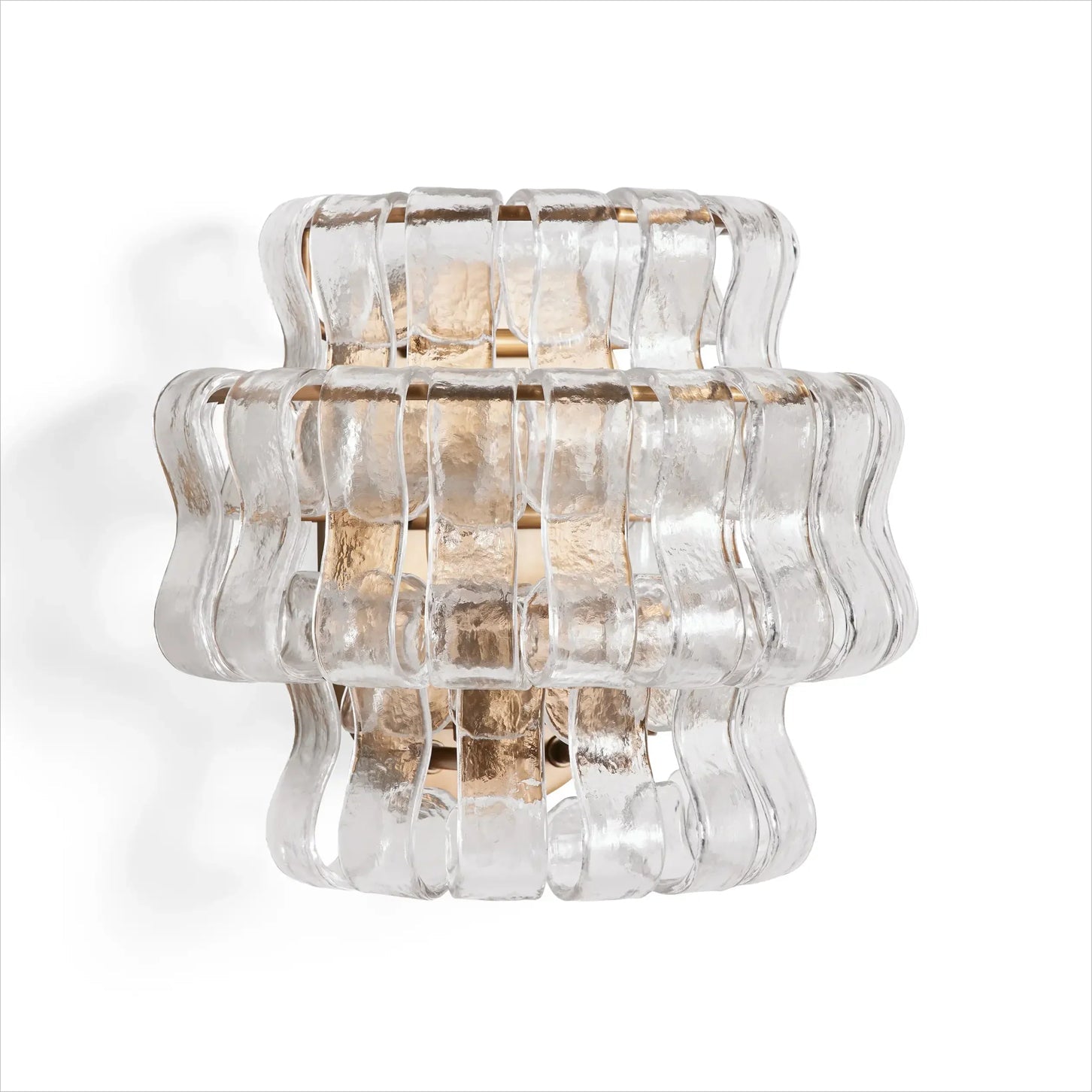 Wall Lamp Art Deco with Layered Textured Glass Shade