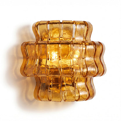 Wall Lamp Art Deco with Layered Textured Glass Shade