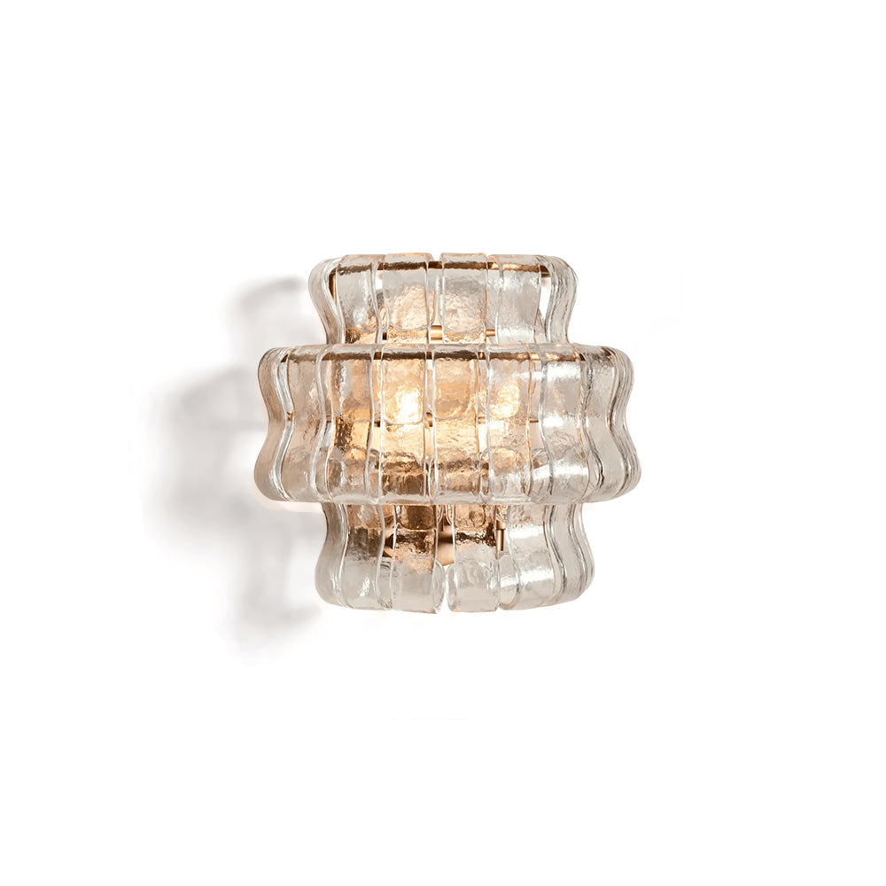 Wall Lamp Art Deco with Layered Textured Glass Shade
