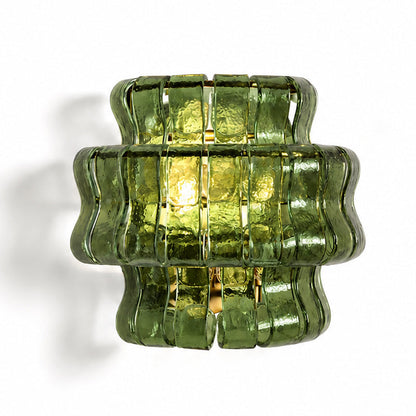 Wall Lamp Art Deco with Layered Textured Glass Shade
