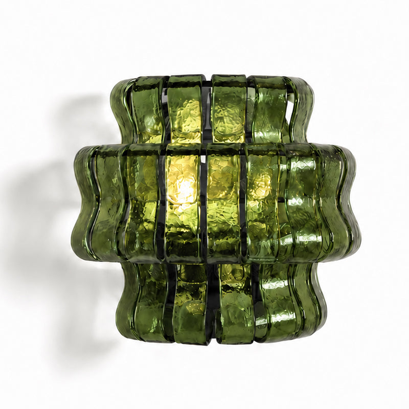 Wall Lamp Art Deco with Layered Textured Glass Shade