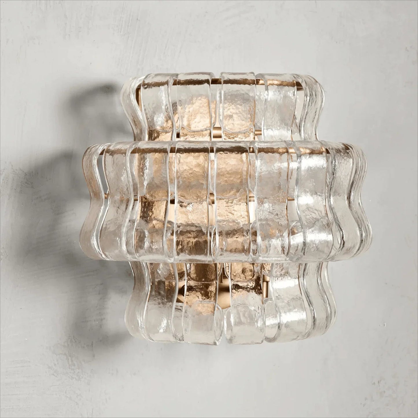 Wall Lamp Art Deco with Layered Textured Glass Shade