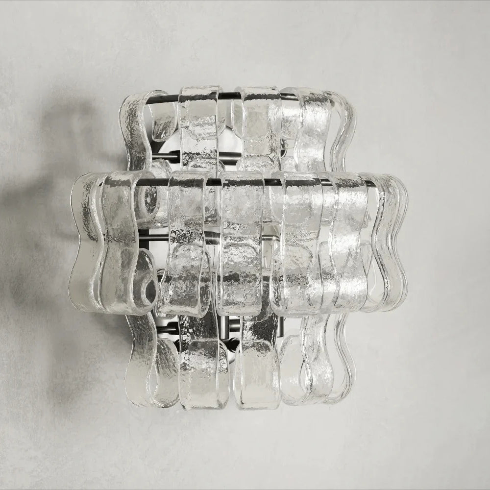 Wall Lamp Art Deco with Layered Textured Glass Shade
