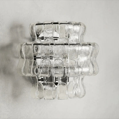 Wall Lamp Art Deco with Layered Textured Glass Shade