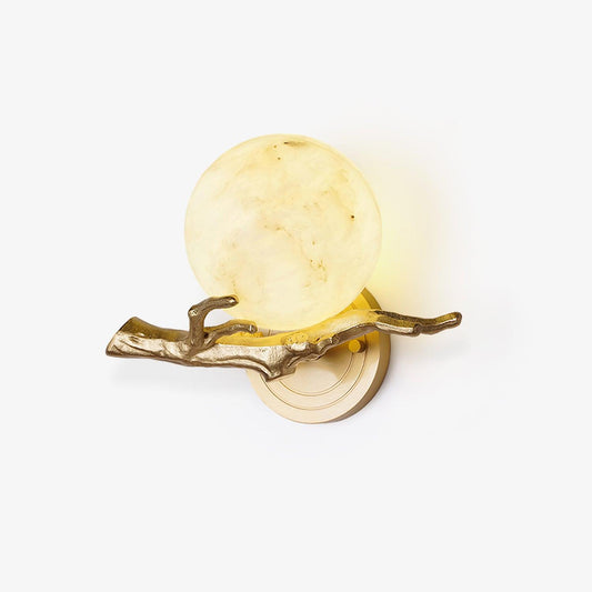 Wall Lamp Art Deco with Marble Globe Shade and Branch Detail