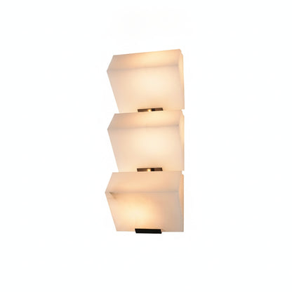 Wall Lamp Art Deco with Stacked Alabaster Cube Shades and Integrated LED