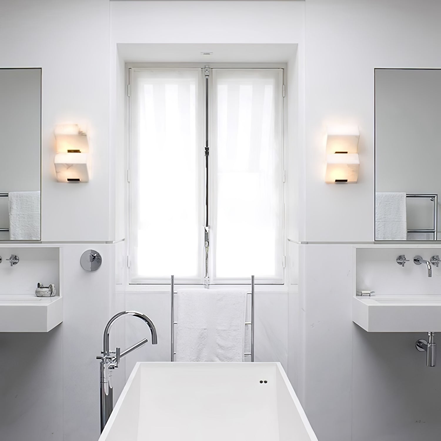 Wall Lamp Art Deco with Stacked Alabaster Cube Shades and Integrated LED