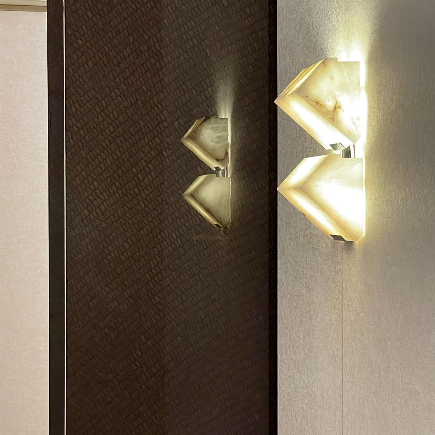 Wall Lamp Art Deco with Stacked Alabaster Cube Shades and Integrated LED