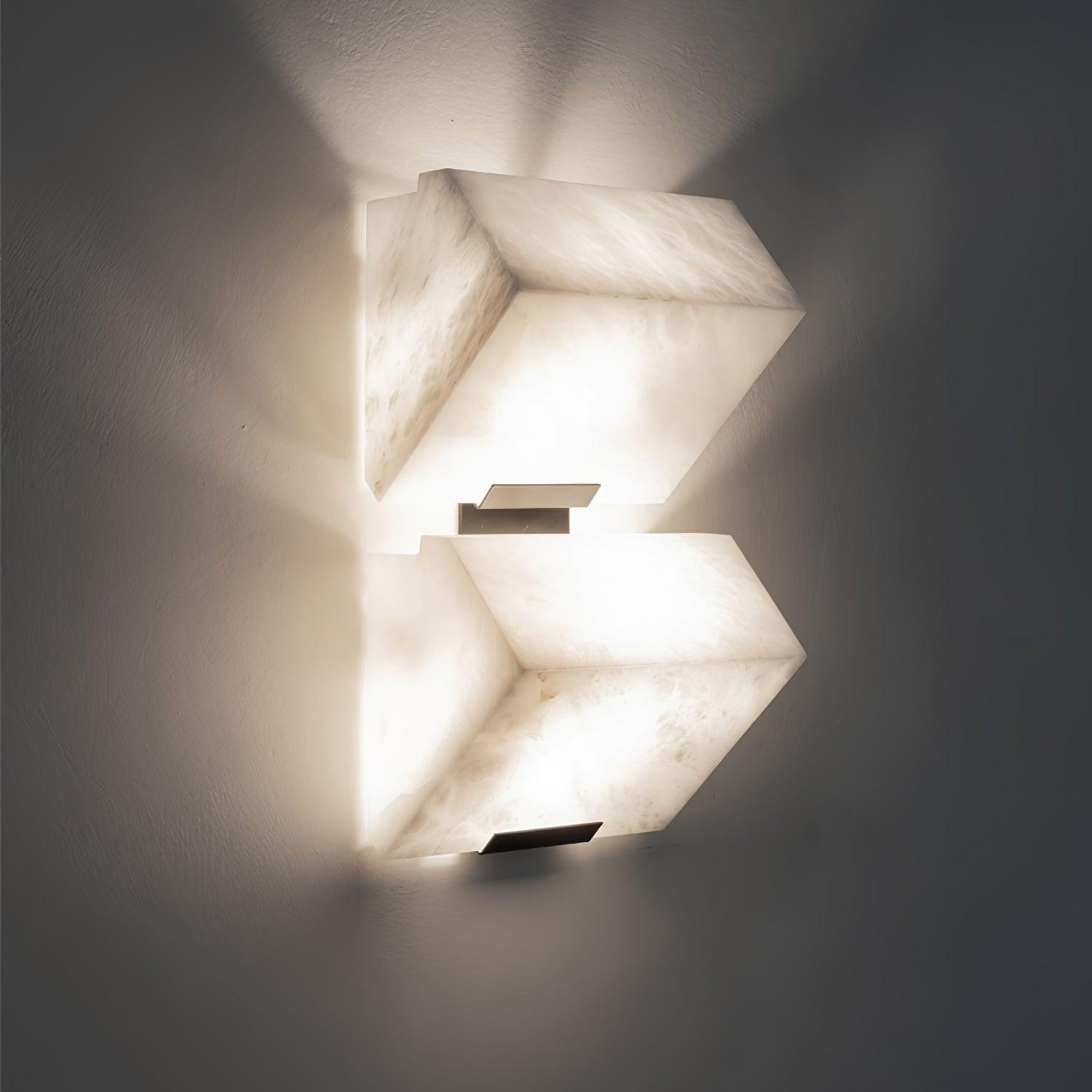 Wall Lamp Art Deco with Stacked Alabaster Cube Shades and Integrated LED