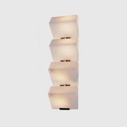 Wall Lamp Art Deco with Stacked Alabaster Cube Shades and Integrated LED