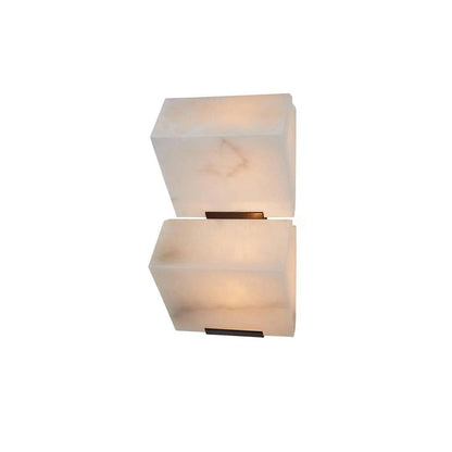 Wall Lamp Art Deco with Stacked Alabaster Cube Shades and Integrated LED