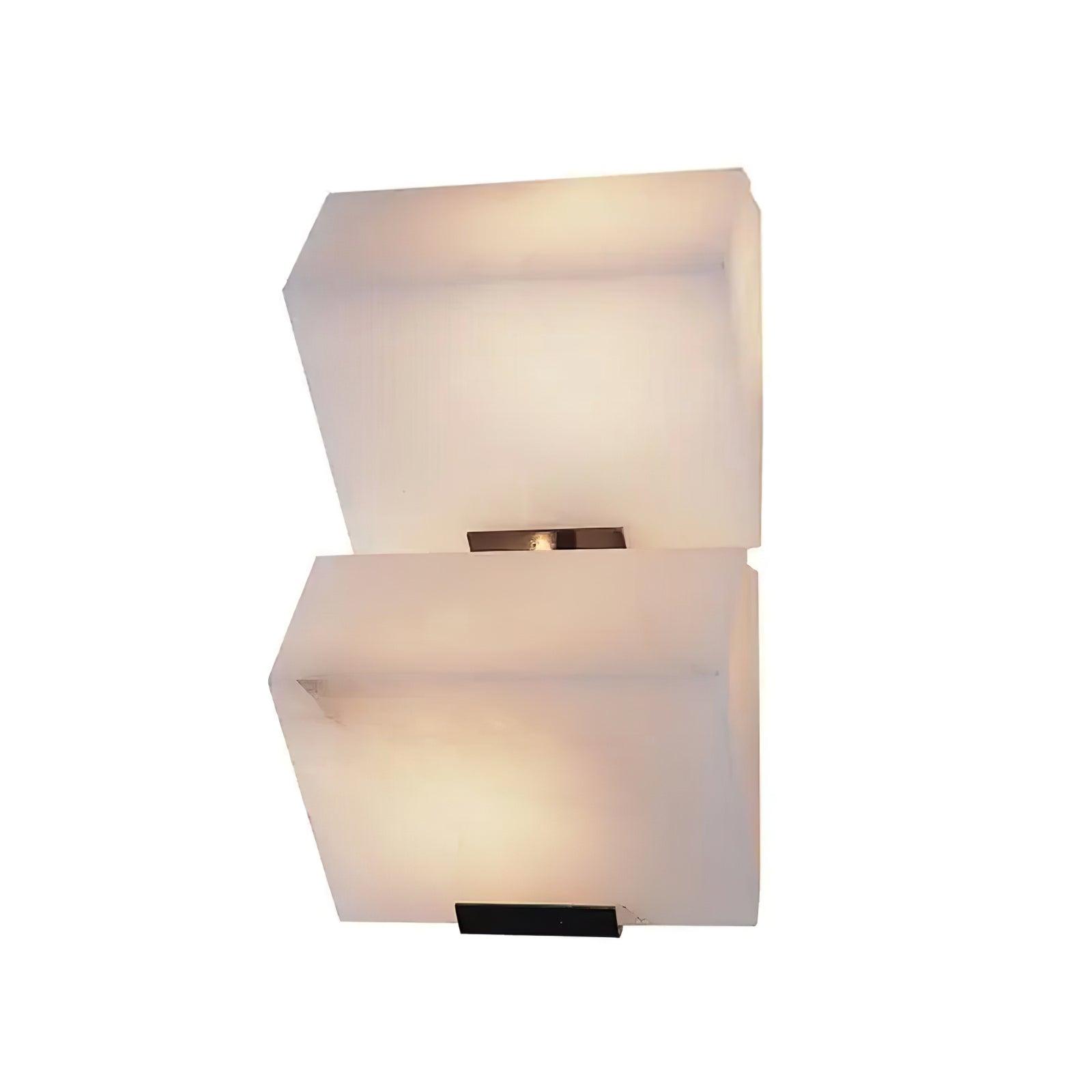 Wall Lamp Art Deco with Stacked Alabaster Cube Shades and Integrated LED