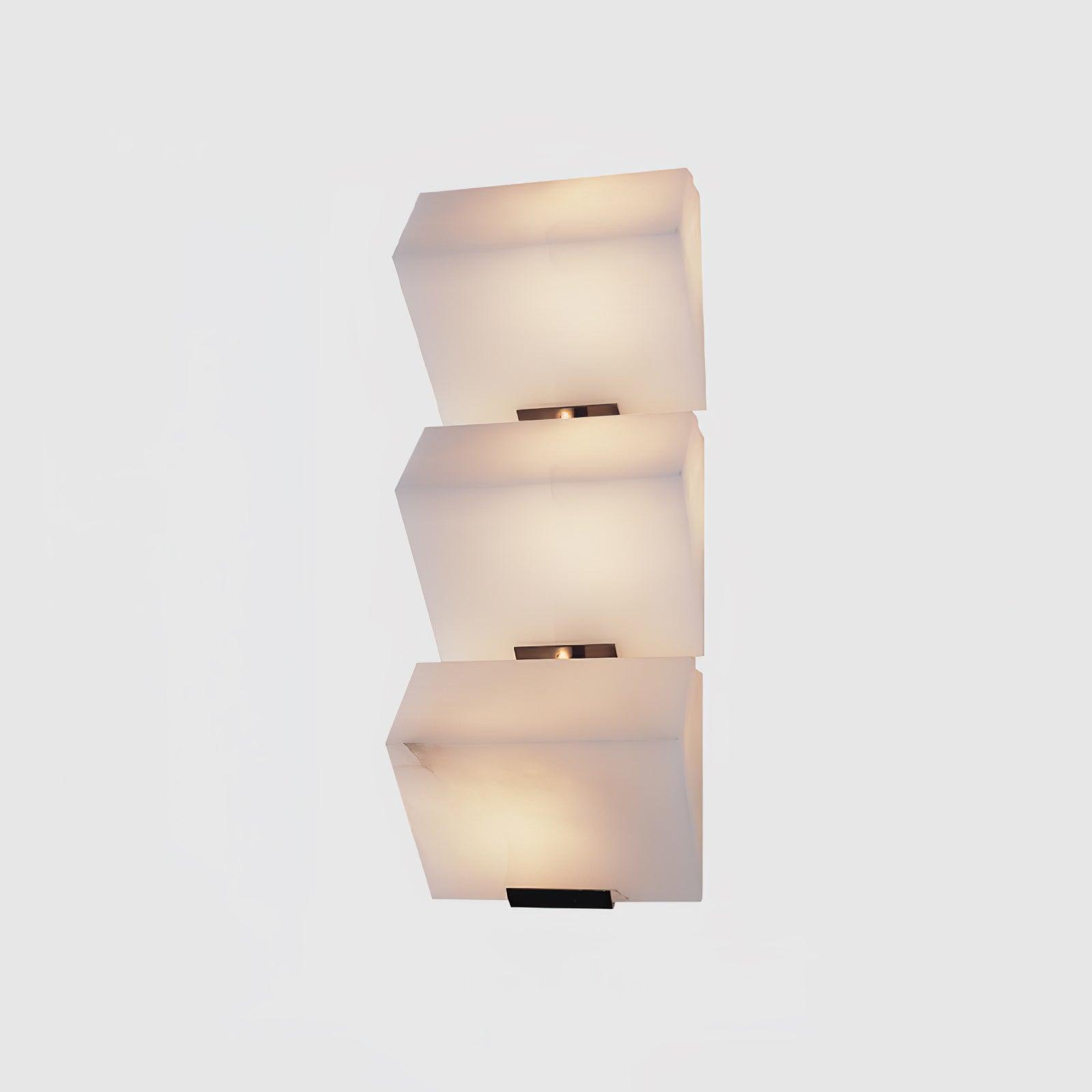 Wall Lamp Art Deco with Stacked Alabaster Cube Shades and Integrated LED