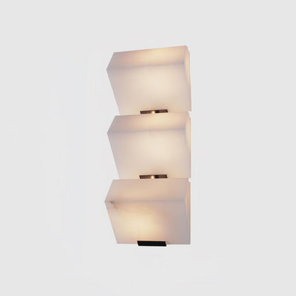 Wall Lamp Art Deco with Stacked Alabaster Cube Shades and Integrated LED