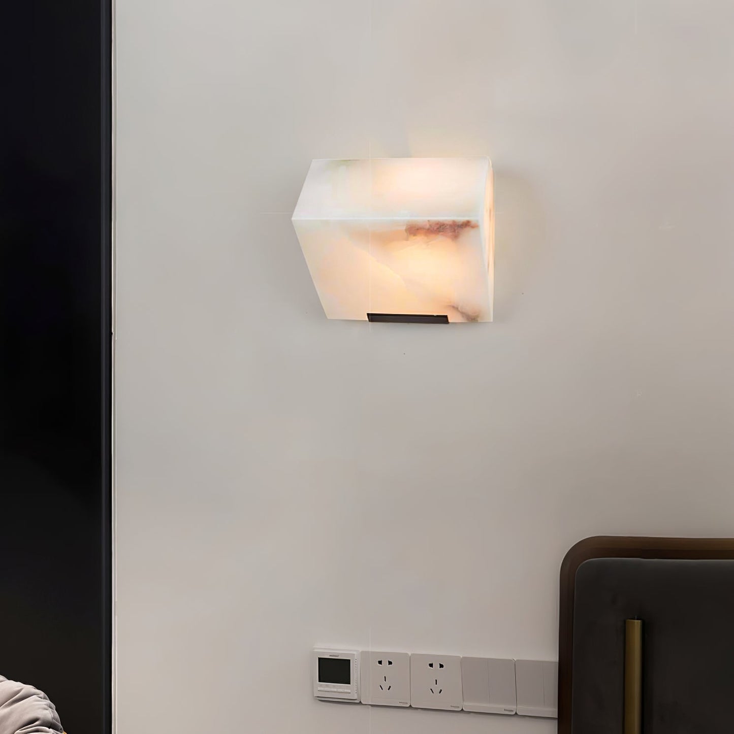 Wall Lamp Art Deco with Stacked Alabaster Cube Shades and Integrated LED