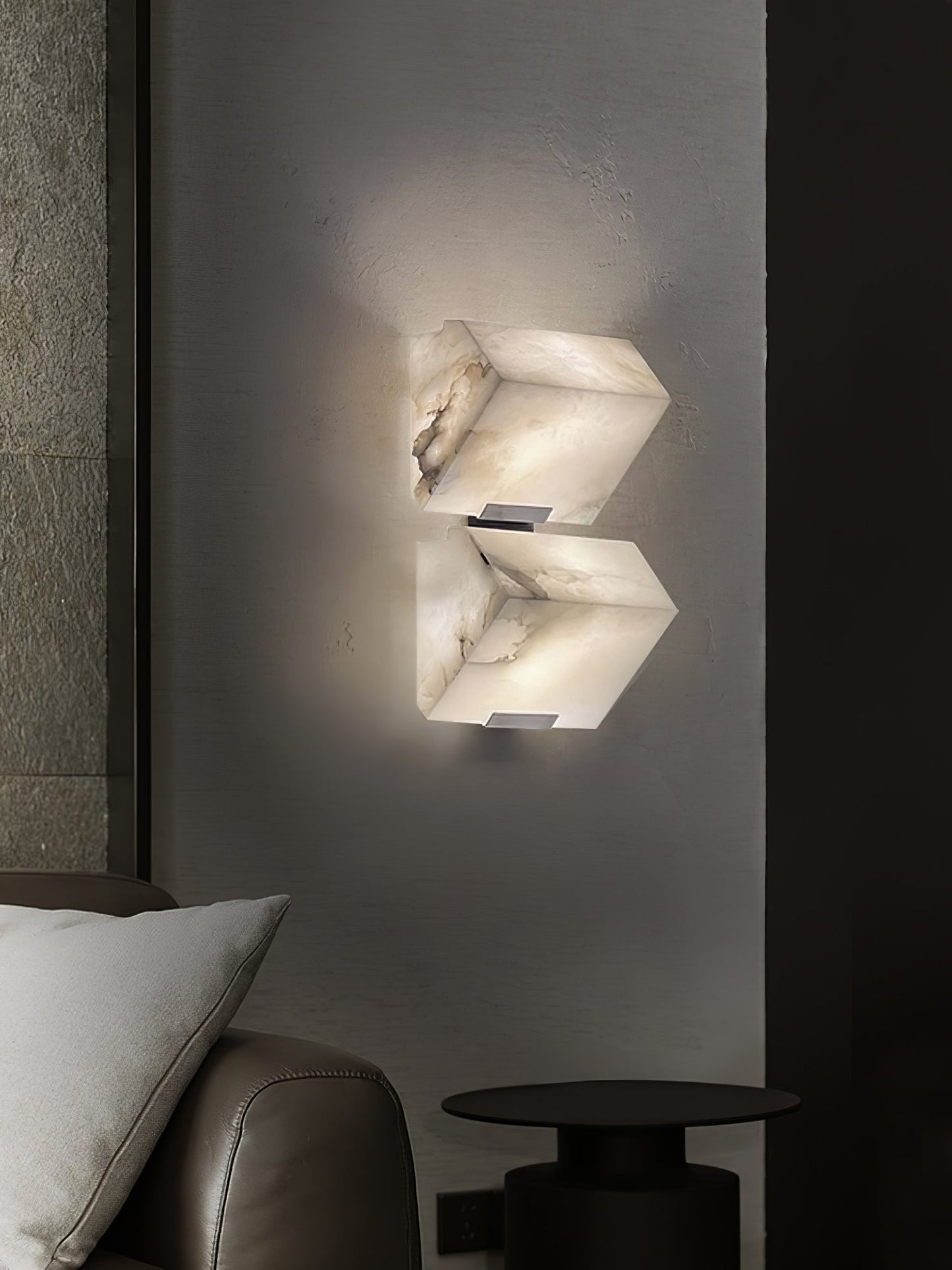 Wall Lamp Art Deco with Stacked Alabaster Cube Shades and Integrated LED