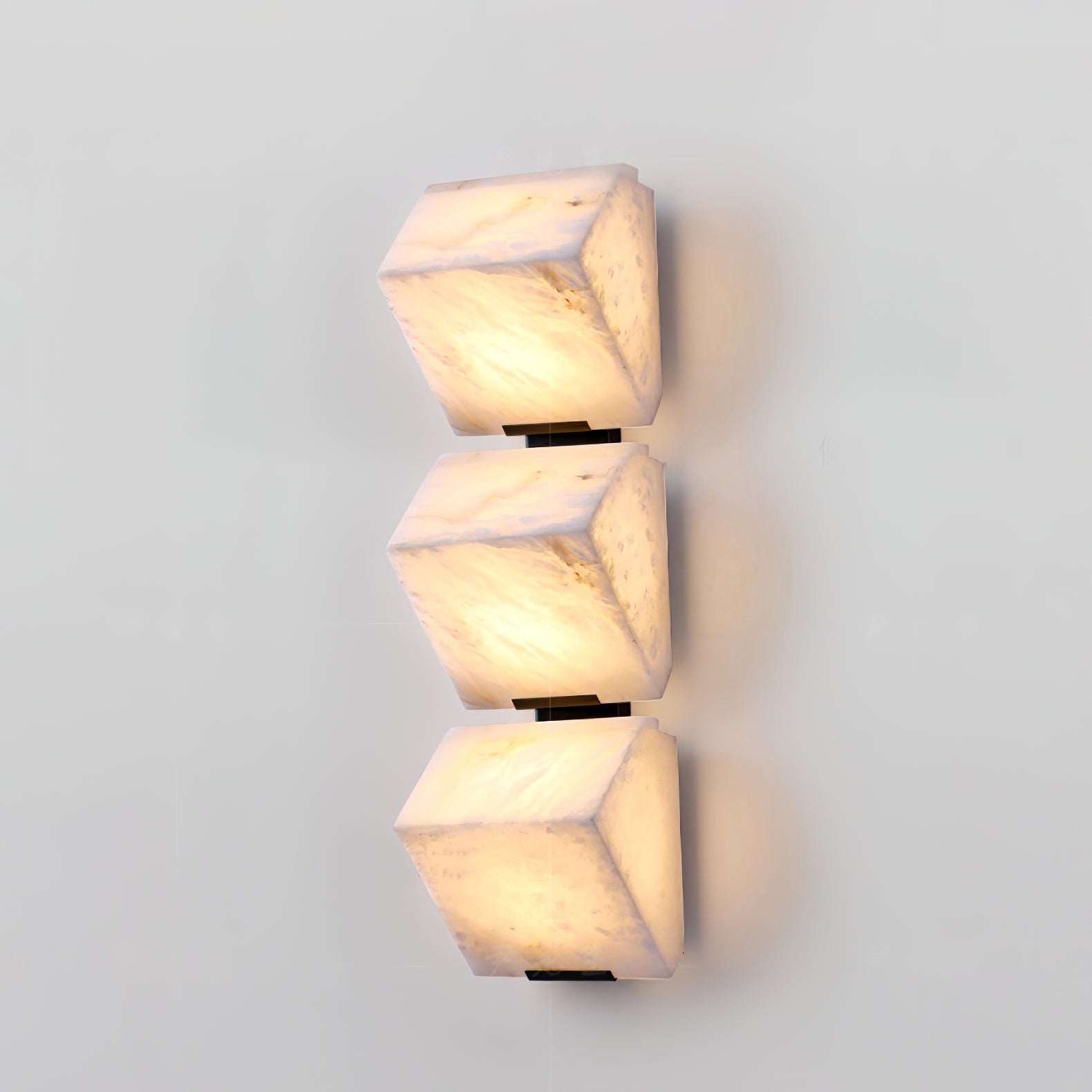 Wall Lamp Art Deco with Stacked Alabaster Cube Shades and Integrated LED
