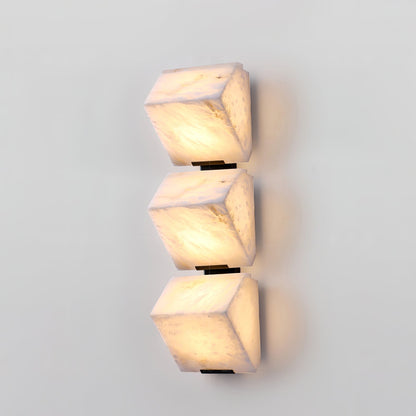 Wall Lamp Art Deco with Stacked Alabaster Cube Shades and Integrated LED