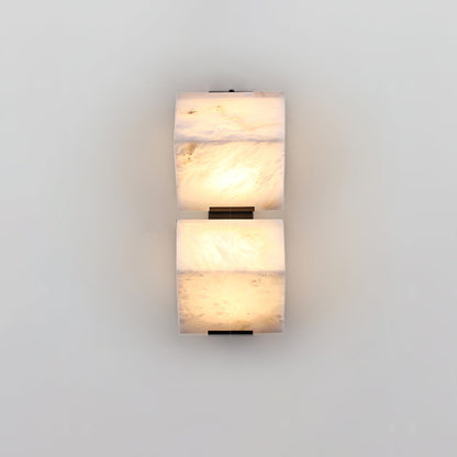 Wall Lamp Art Deco with Stacked Alabaster Cube Shades and Integrated LED