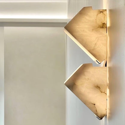 Wall Lamp Art Deco with Stacked Alabaster Cube Shades and Integrated LED