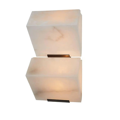 Wall Lamp Art Deco with Stacked Alabaster Cube Shades and Integrated LED