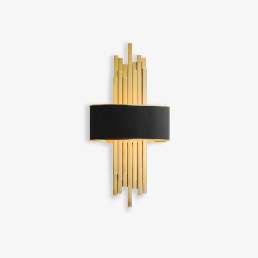 Wall Lamp Art Deco with Staggered Gold Rods and Drum Shade