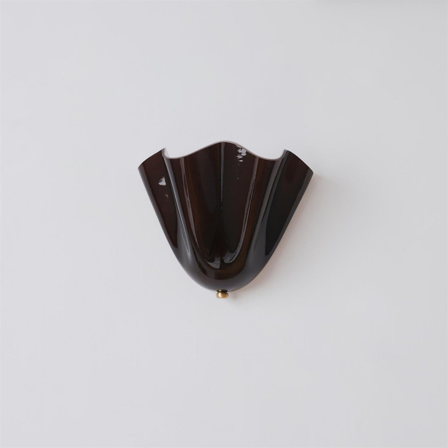 Wall Lamp Art Deco with Wavy Glass Shade and Brass Fitting