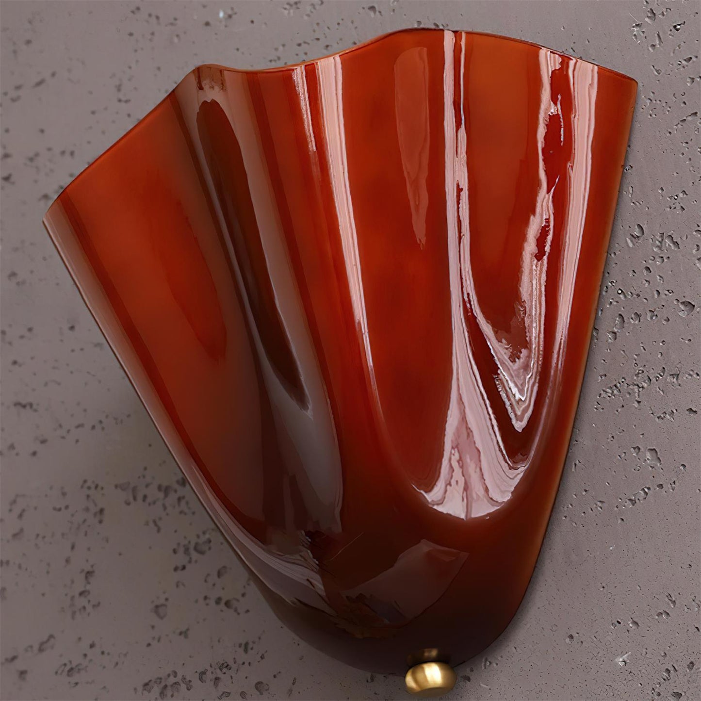 Wall Lamp Art Deco with Wavy Glass Shade and Brass Fitting