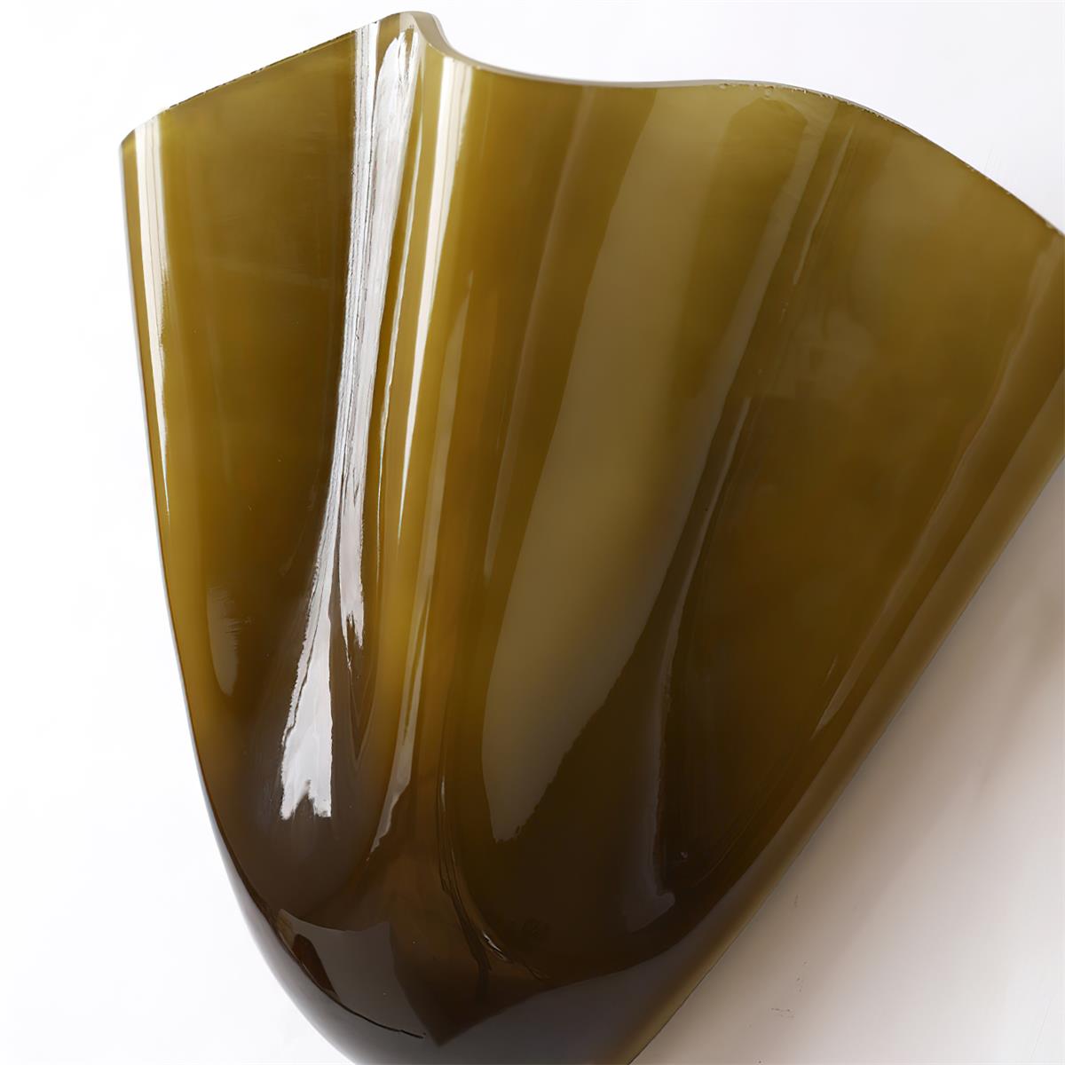 Wall Lamp Art Deco with Wavy Glass Shade and Brass Fitting