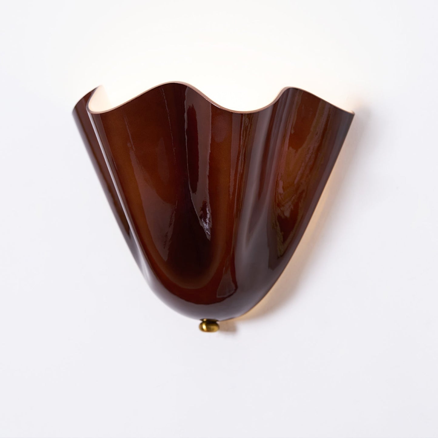 Wall Lamp Art Deco with Wavy Glass Shade and Brass Fitting