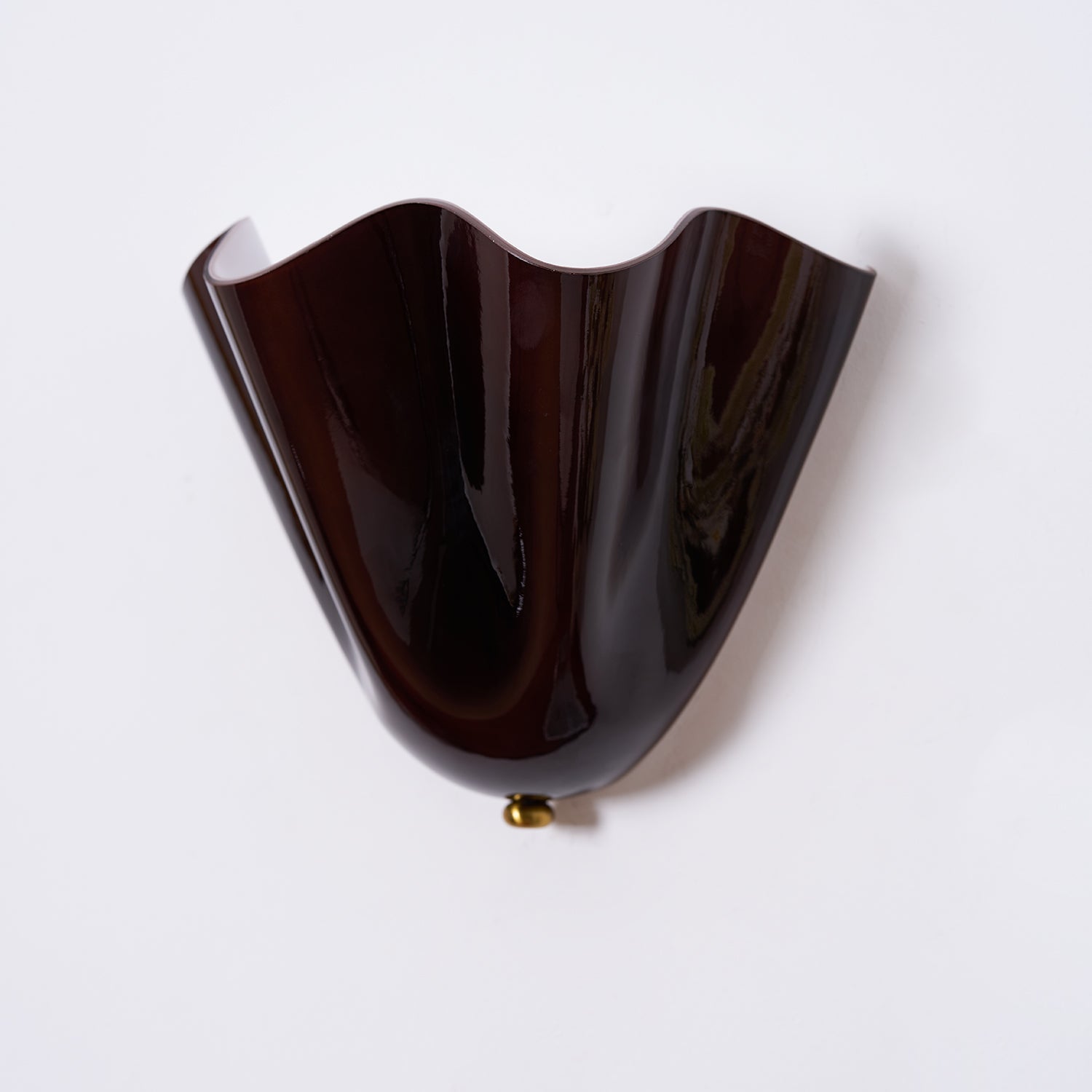 Wall Lamp Art Deco with Wavy Glass Shade and Brass Fitting