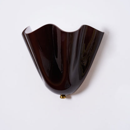 Wall Lamp Art Deco with Wavy Glass Shade and Brass Fitting