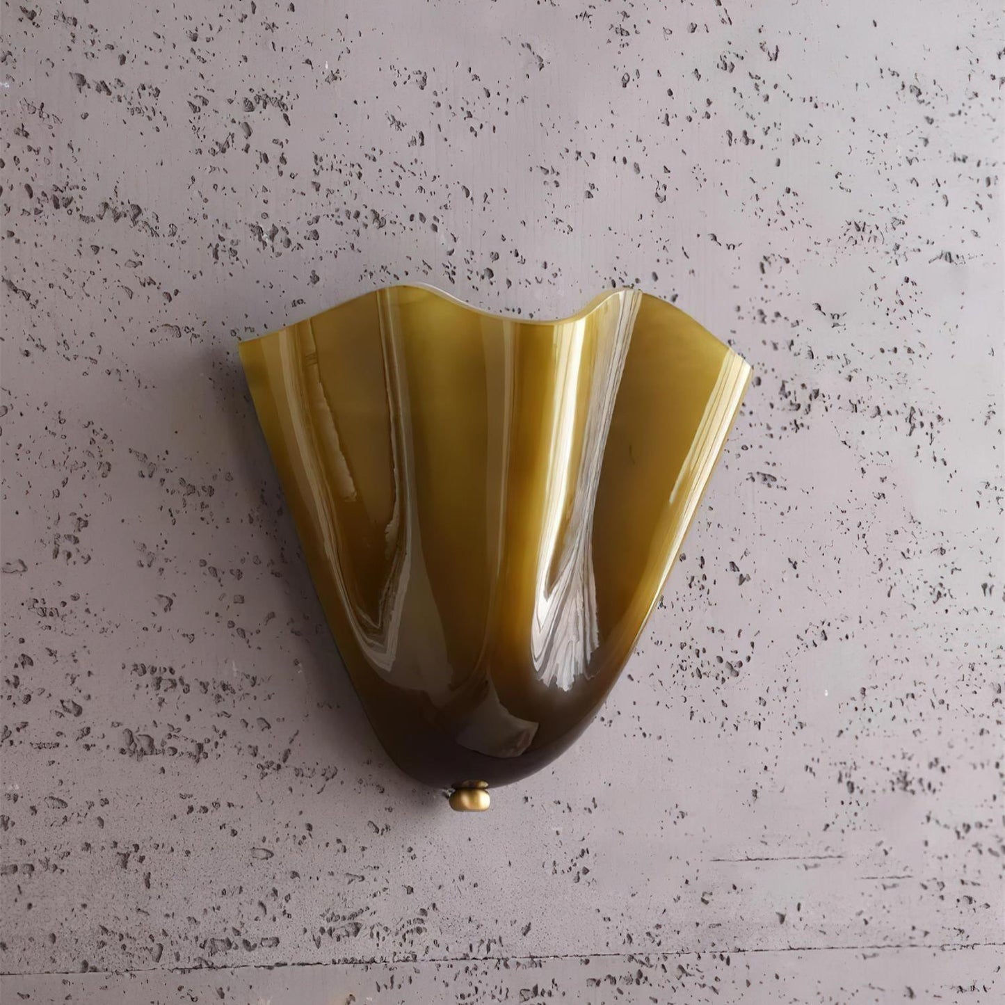 Wall Lamp Art Deco with Wavy Glass Shade and Brass Fitting