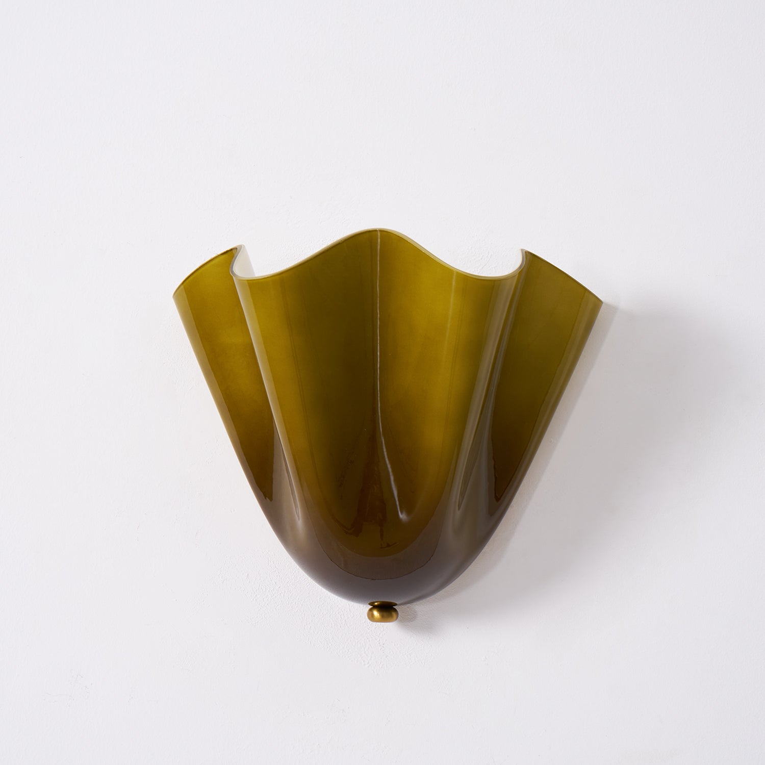 Wall Lamp Art Deco with Wavy Glass Shade and Brass Fitting