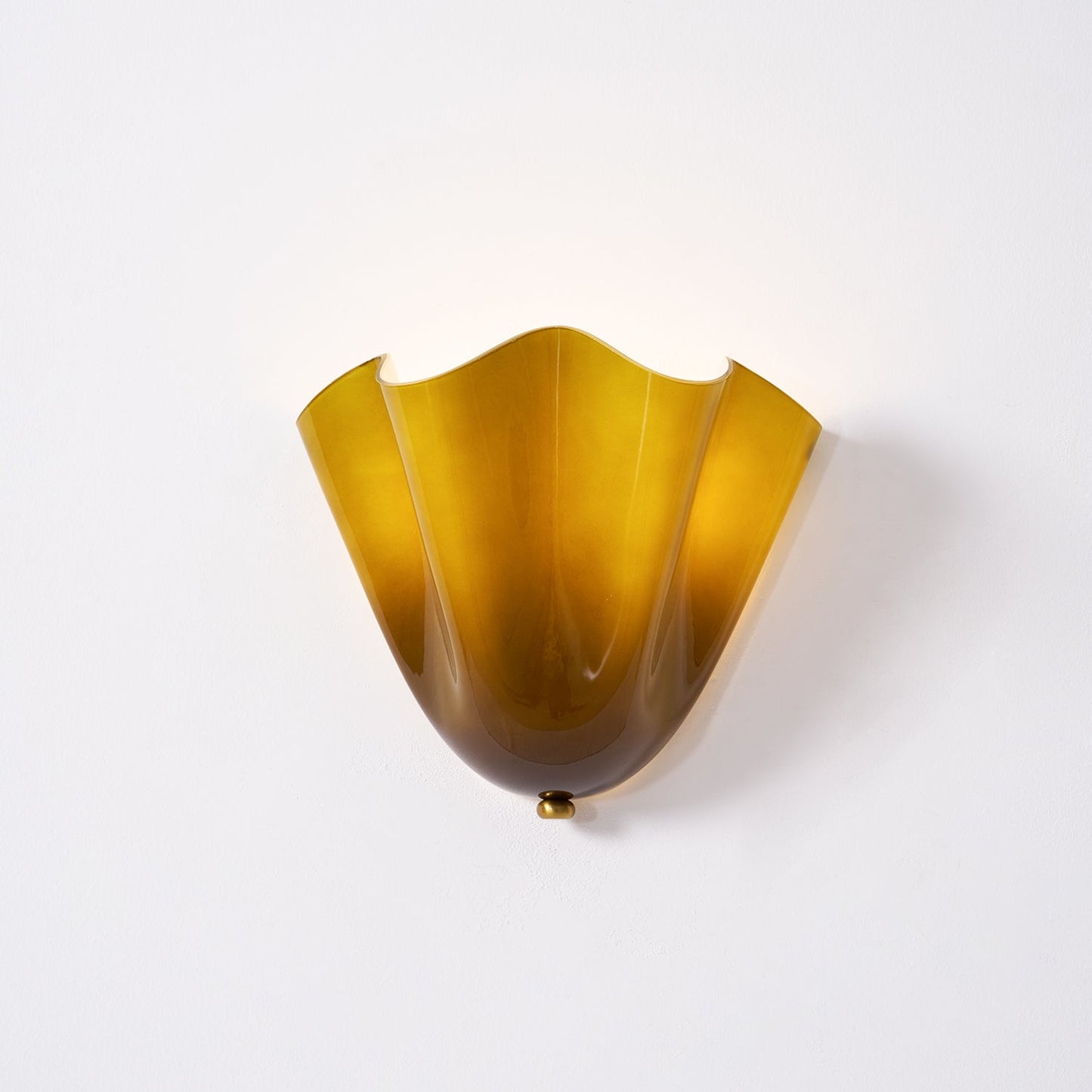 Wall Lamp Art Deco with Wavy Glass Shade and Brass Fitting