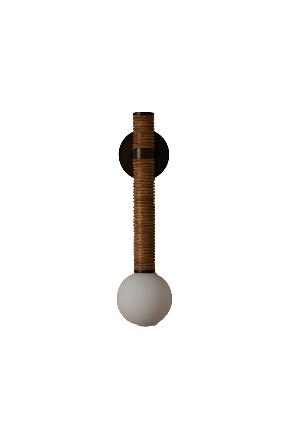 Wall Lamp Bohemian with Rattan-Wrapped Stem and Globe Bulb
