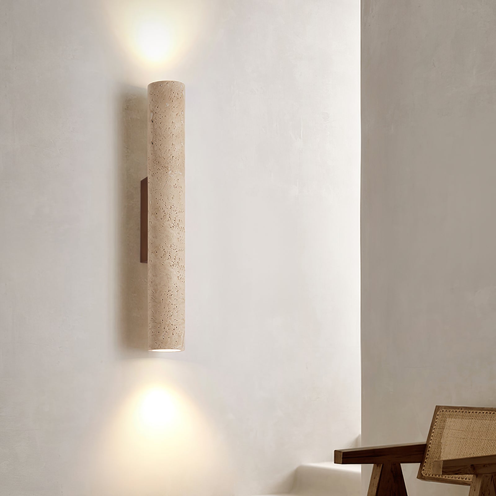 Wall Lamp Minimalist Cylindrical Travertine Stone Up Down Light