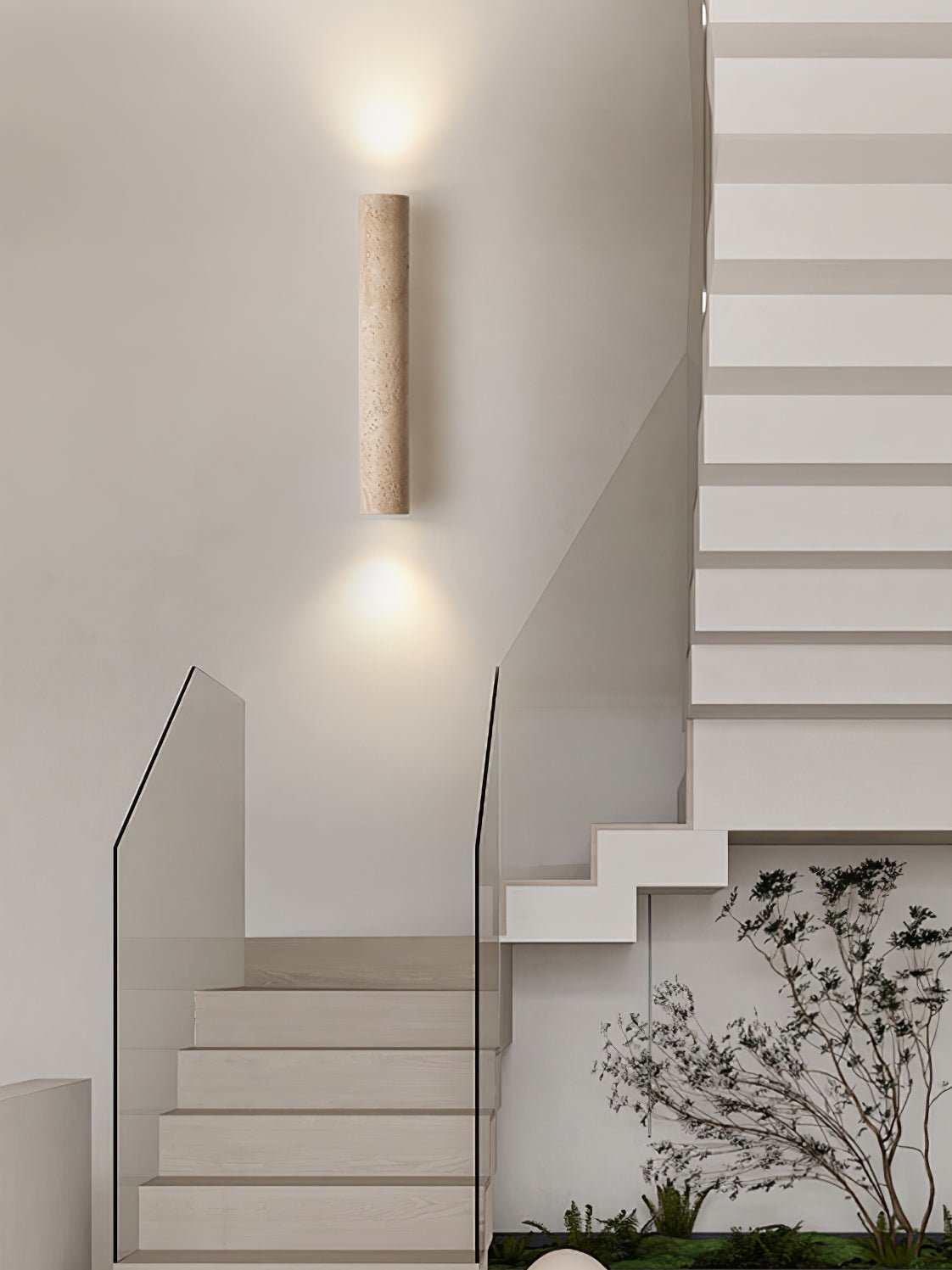 Wall Lamp Minimalist Cylindrical Travertine Stone Up Down Light