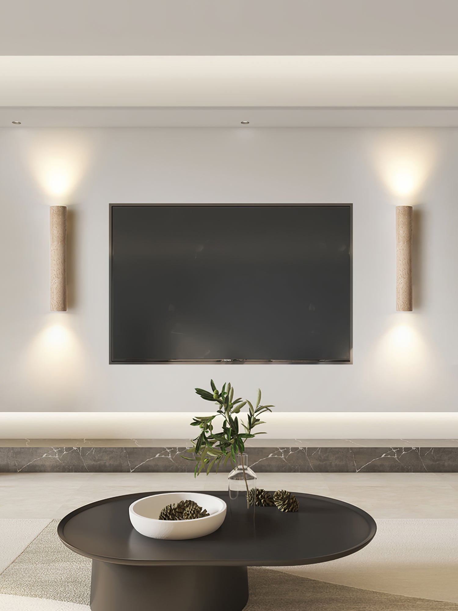 Wall Lamp Minimalist Cylindrical Travertine Stone Up Down Light
