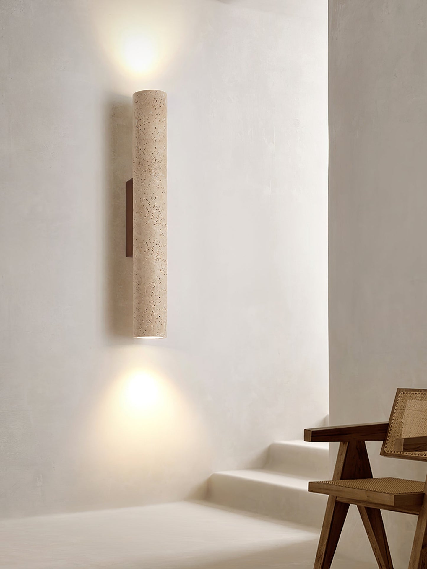 Wall Lamp Minimalist Cylindrical Travertine Stone Up Down Light