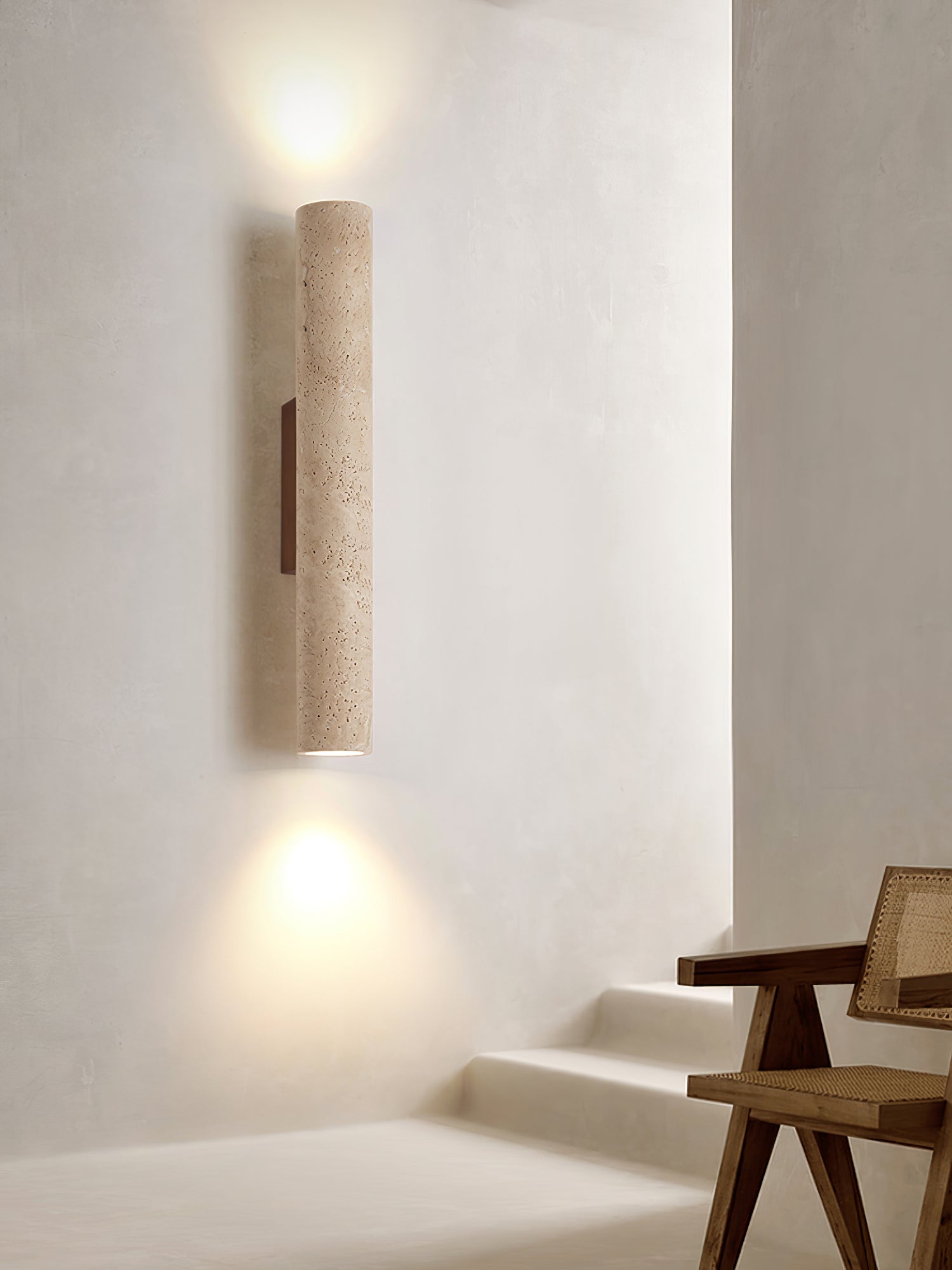 Wall Lamp Minimalist Cylindrical Travertine Stone Up Down Light