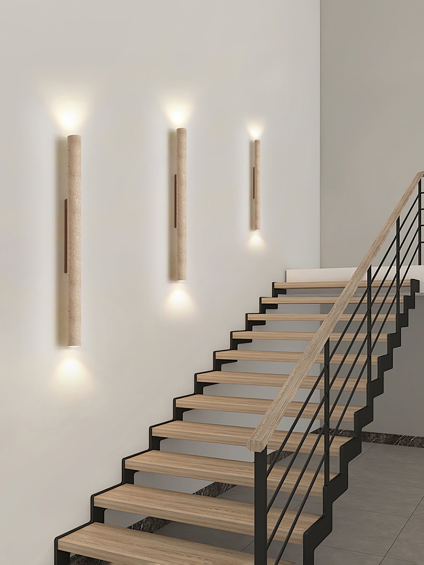 Wall Lamp Minimalist Cylindrical Travertine Stone Up Down Light