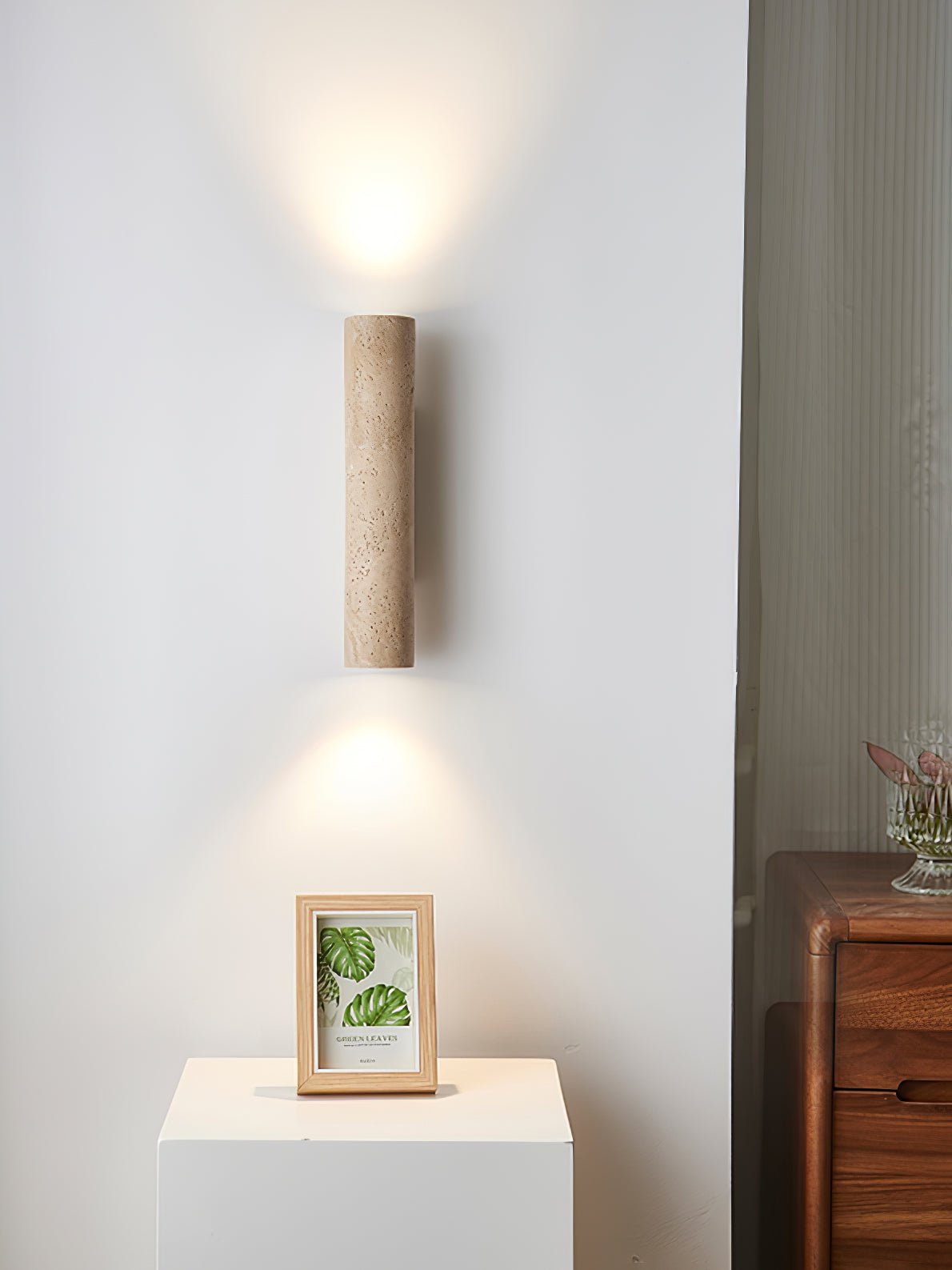 Wall Lamp Minimalist Cylindrical Travertine Stone Up Down Light