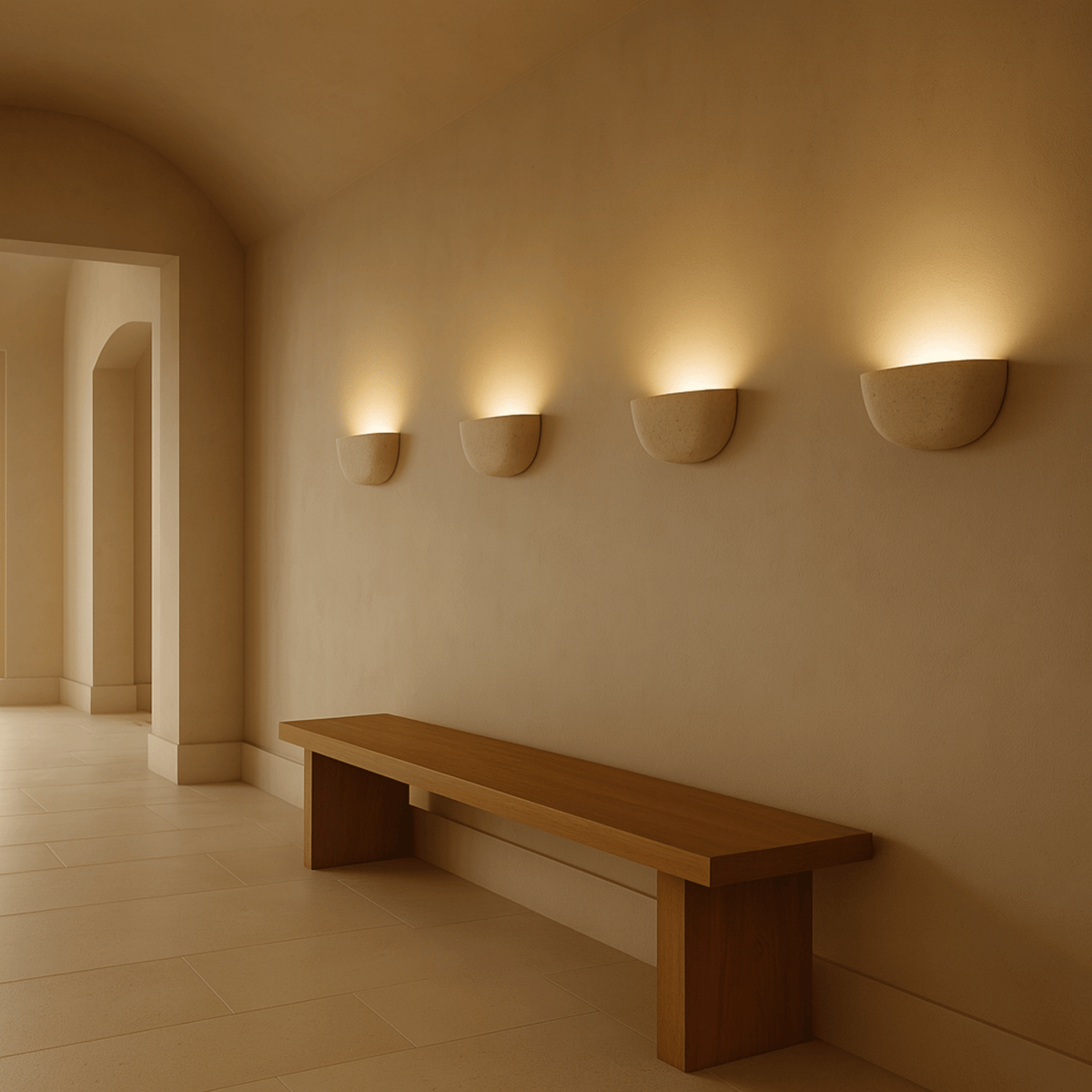 Wall Lamp Minimalist Travertine Stone Sconce with Upward Indirect Light