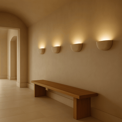 Wall Lamp Minimalist Travertine Stone Sconce with Upward Indirect Light