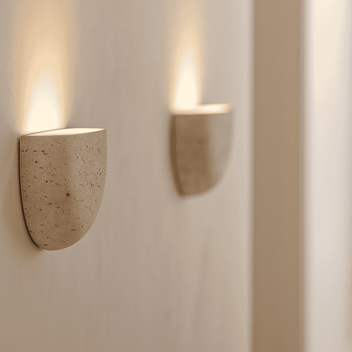 Wall Lamp Minimalist Travertine Stone Sconce with Upward Indirect Light