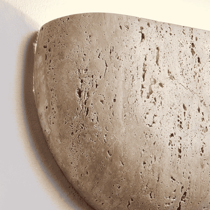 Wall Lamp Minimalist Travertine Stone Sconce with Upward Indirect Light