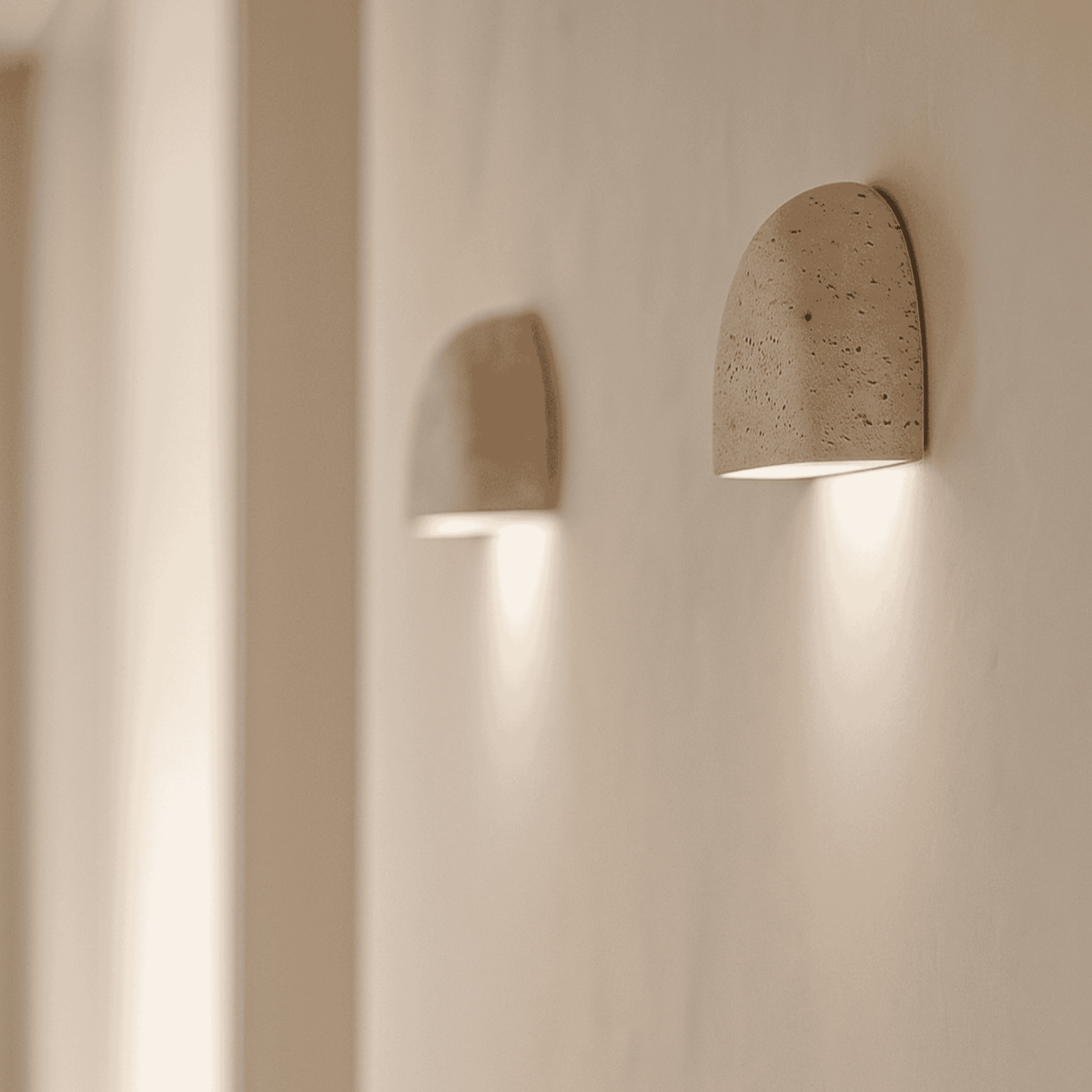 Wall Lamp Minimalist Travertine Stone Sconce with Upward Indirect Light