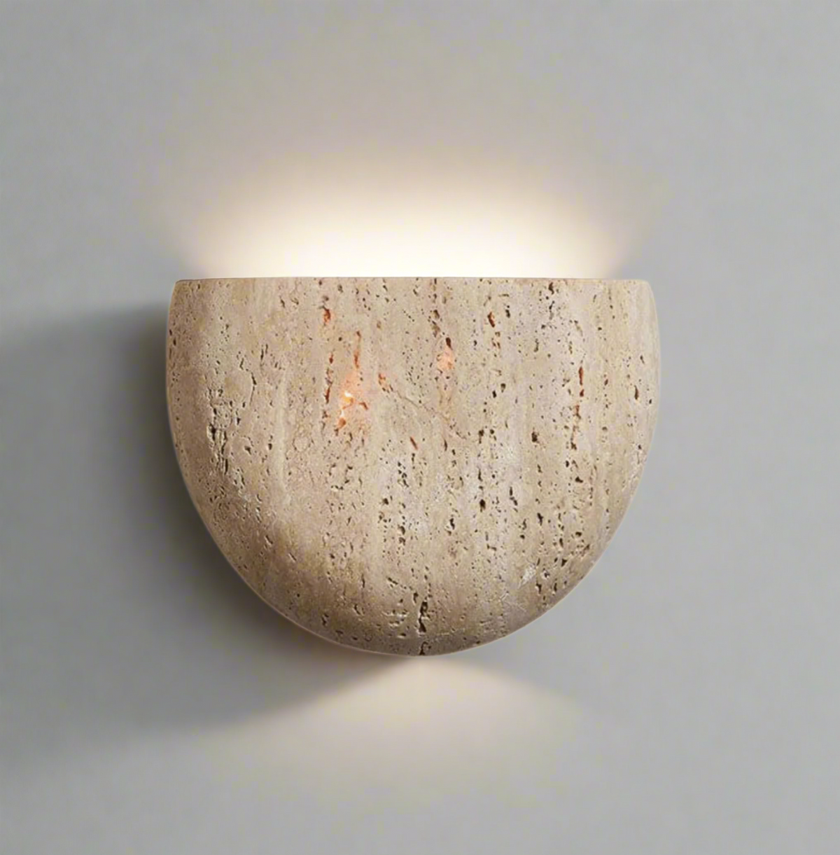 Wall Lamp Minimalist Travertine Stone Sconce with Upward Indirect Light